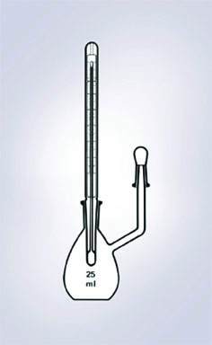 Pycnometer with thermometer and side arm